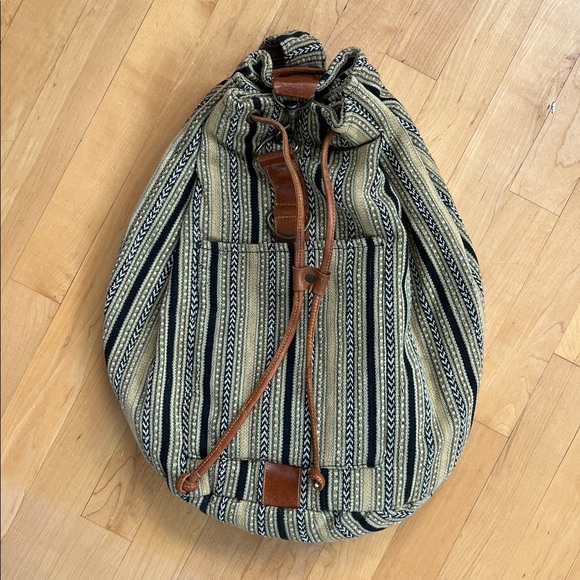 Striped Drawstring Backpack - Green main image 6